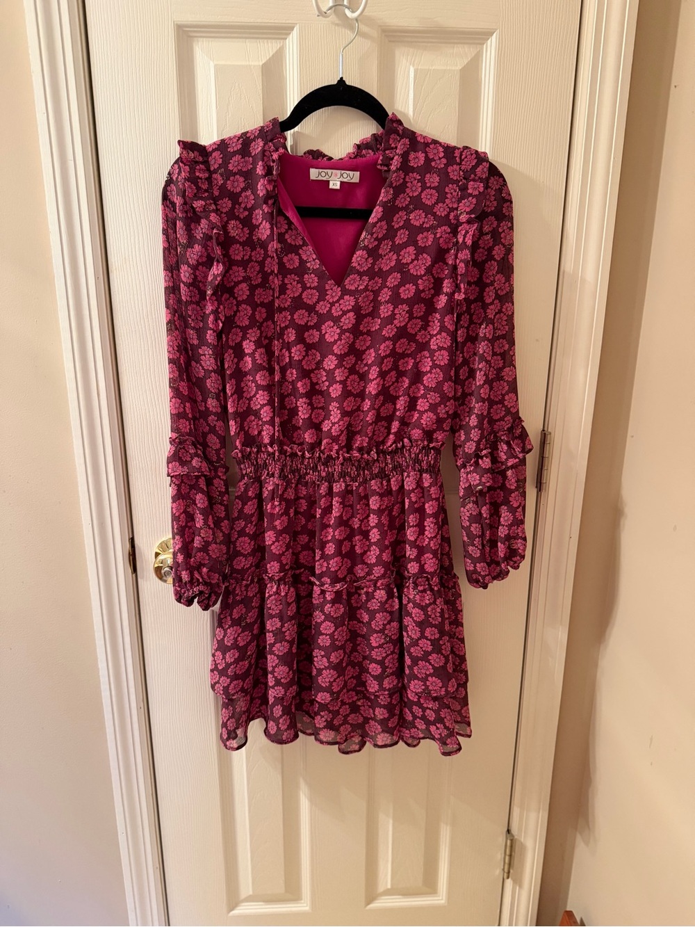 Joy Joy Floral Long Sleeve Tiered Dress